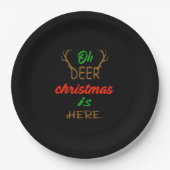 Oh Deer Christmas Celebration Holiday Design Papieren Bordje (Voorkant)