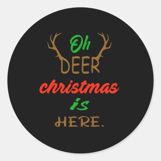 Oh Deer Christmas Celebration Holiday Design Ronde Sticker (Voorkant)