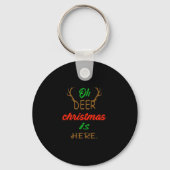 Oh Deer Christmas Celebration Holiday Design Sleutelhanger (Voorkant)