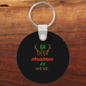 Oh Deer Christmas Celebration Holiday Design Sleutelhanger (Voorkant)