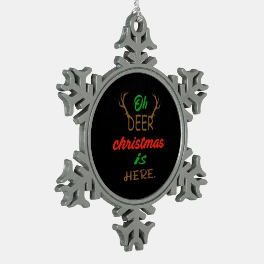 Oh Deer Christmas Celebration Holiday Design Tin Sneeuwvlok Ornament (Links)