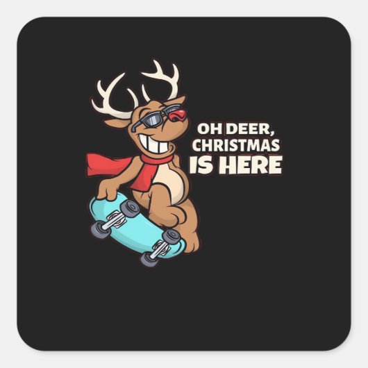 Oh Deer Christmas Celebration Holiday Design  Vierkante Sticker (Voorkant)