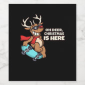 Oh Deer Christmas Celebration Holiday Design  Wijn Etiket (Enkel label)