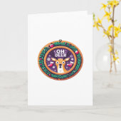 Oh Deer Christmas Festive Holiday Design Kaart (Gele Bloem)