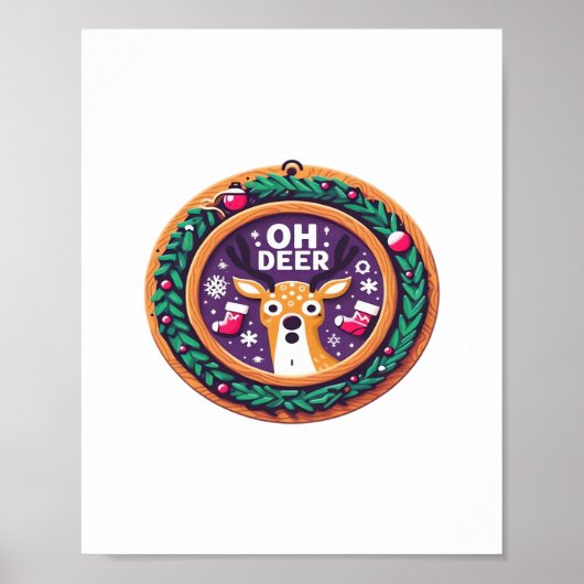 Oh Deer Christmas Festive Holiday Design Poster (Voorkant)