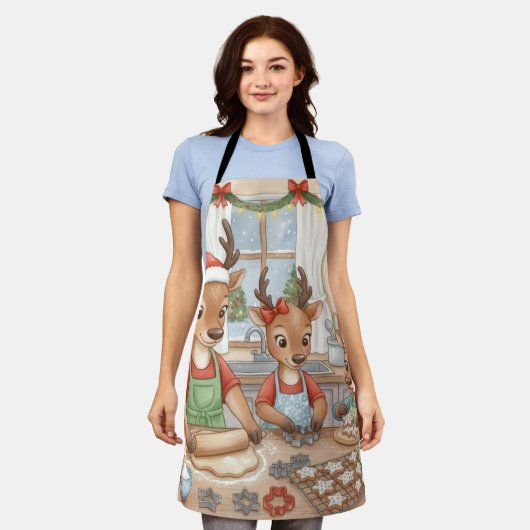 Oh Deer, Christmas Is Here! Apron Schort (Gedragen)