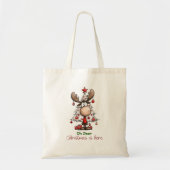 Oh Deer Christmas Is Here Cute Funny Reindeer  Tote Bag (Voorkant)