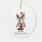 Oh Deer Christmas Is Here Cute Reindeer Christmas Keramisch Ornament (Links)