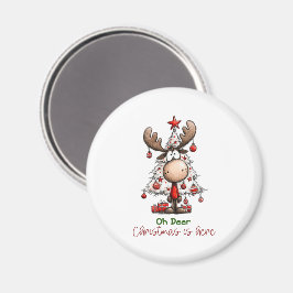 Oh Deer Christmas Is Here Cute Reindeer Christmas Magneet