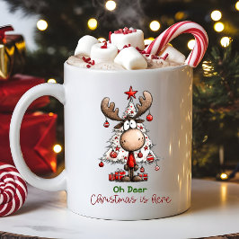 Oh Deer Christmas Is Here Funny Reindeer  Koffiemok