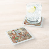 Oh Deer, Christmas Is Here! Glass Coaster Glazen Onderzetter (Schuin)