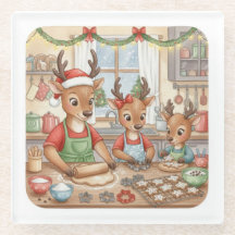 Oh Deer, Christmas Is Here! Glass Coaster