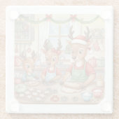 Oh Deer, Christmas Is Here! Glass Coaster Glazen Onderzetter (Achterkant)