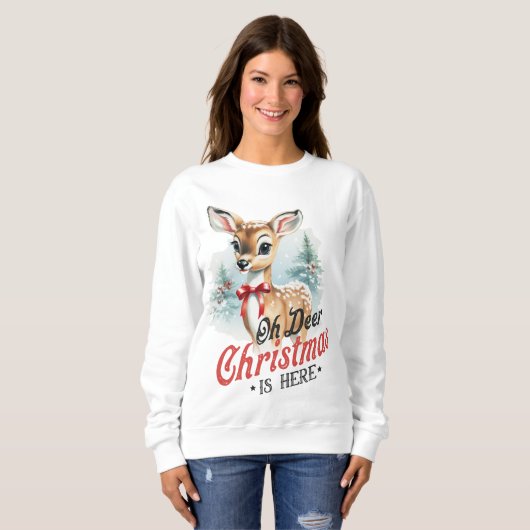 "Oh Deer, Christmas Is Here" Grappig Trui (Voorkant volledig)