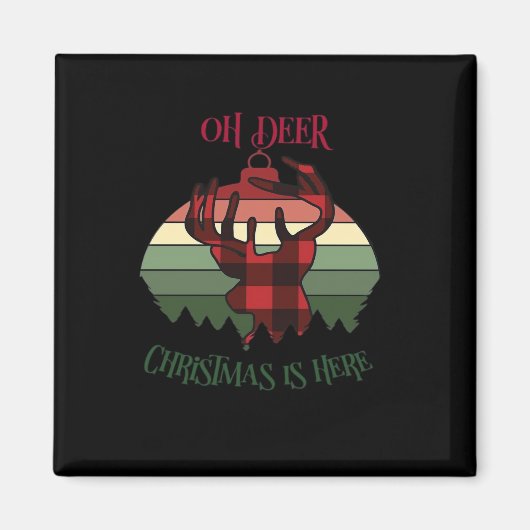Oh Deer Christmas Is Here Joyful Aesthetic  Magneet (Voorkant)