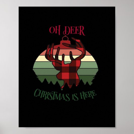 Oh Deer Christmas Is Here Joyful Aesthetic Poster (Voorkant)