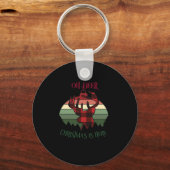 Oh Deer Christmas Is Here Joyful Aesthetic Sleutelhanger (Voorkant)