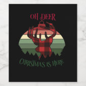 Oh Deer Christmas Is Here Joyful Aesthetic  Wijn Etiket (Enkel label)