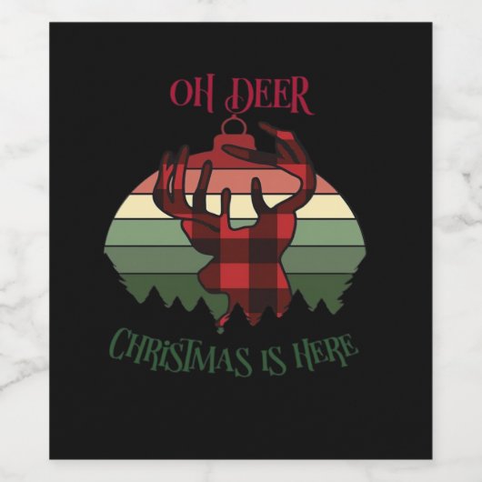 Oh Deer Christmas Is Here Joyful Aesthetic  Wijn Etiket (Enkel label)