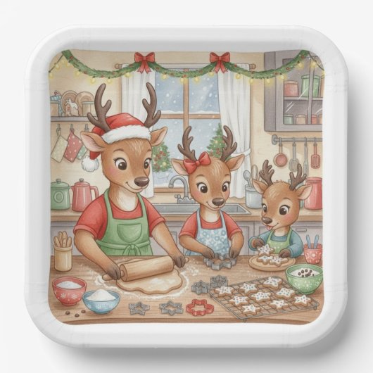 Oh Deer, Christmas Is Here! Paper Plates Papieren Bordje (Voorkant)