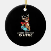 Oh Deer Christmas Is Here Skateboarding Deer Graph Keramisch Ornament (Voorkant)