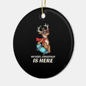 Oh Deer Christmas Is Here Skateboarding Deer Graph Keramisch Ornament (Links)