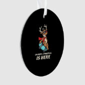 Oh Deer Christmas Is Here Skateboarding Deer Graph Ornament (voorkant)