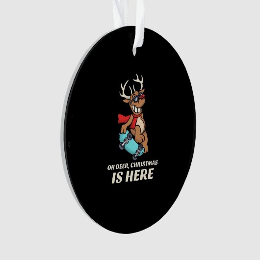 Oh Deer Christmas Is Here Skateboarding Deer Graph Ornament (voorkant)