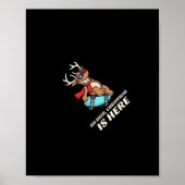 Oh Deer Christmas Is Here Skateboarding Deer Graph Poster (Voorkant)