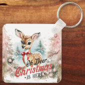 Oh Deer Christmas is hier Square Sleutelhanger (Achterkant)