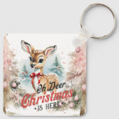 Oh Deer Christmas is hier Square Sleutelhanger (Achterkant)