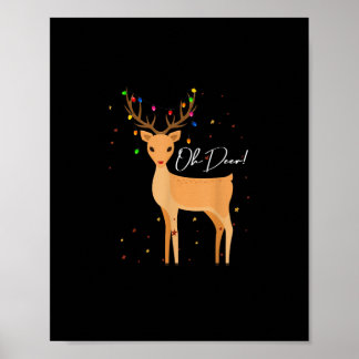 Oh Deer Christmas Light Pajama Cute Reindeer Holid Poster