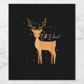 Oh Deer Christmas Light Pajama Cute Reindeer Holid Wijn Etiket (Enkel label)