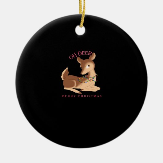 Oh Deer Christmas Modern Design Keramisch Ornament (Voorkant)