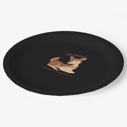 Oh Deer Christmas Modern Design  Papieren Bordje (Gekanteld)