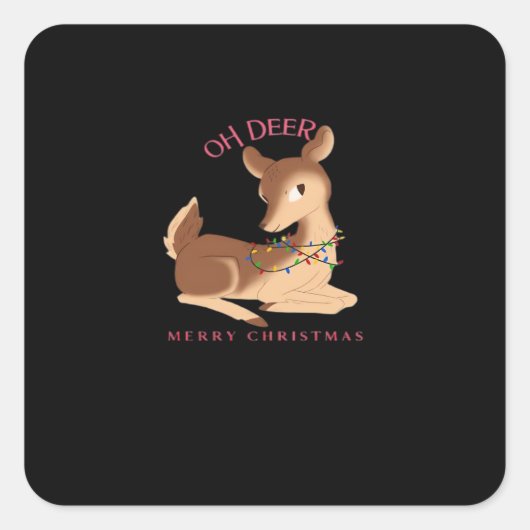 Oh Deer Christmas Modern Design  Vierkante Sticker (Voorkant)