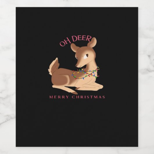 Oh Deer Christmas Modern Design  Wijn Etiket (Enkel label)