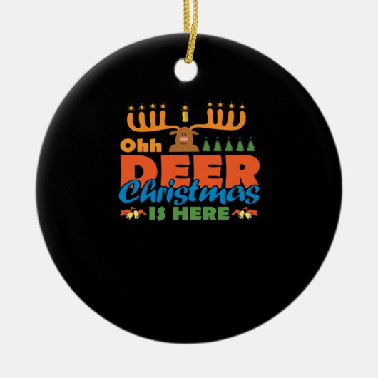 Oh Deer Christmas Too Classic Holiday StylOrnament Keramisch Ornament (Voorkant)