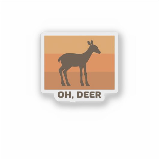 Oh Deer Classic Simple Design Sticker (Voorkant)