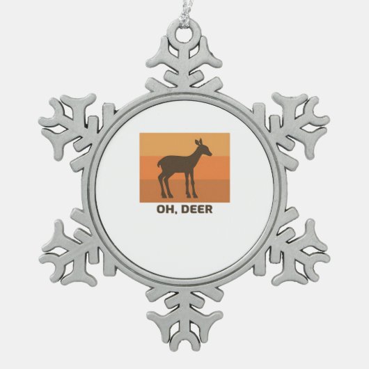 Oh Deer Classic Simple Design  Tin Sneeuwvlok Ornament (Voorkant)