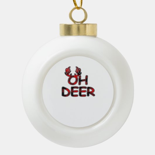 Oh Deer Clean Layout Keramische Bal Ornament (Voorkant)