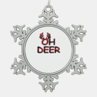 Oh Deer Clean Layout  Tin Sneeuwvlok Ornament