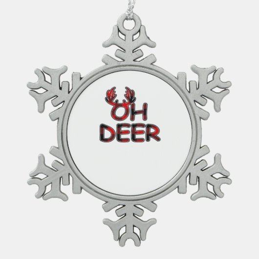 Oh Deer Clean Layout  Tin Sneeuwvlok Ornament (Voorkant)
