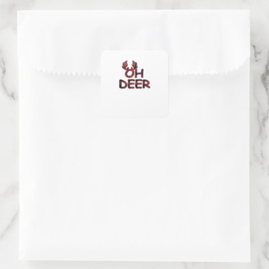 Oh Deer Clean Layout Vierkante Sticker (Tas)