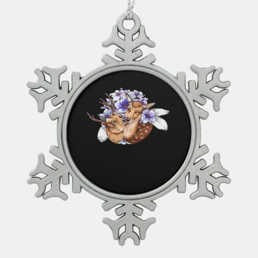 Oh Deer Clean Minimal Style  Tin Sneeuwvlok Ornament (Voorkant)