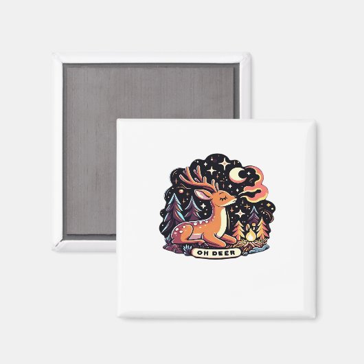 Oh Deer Contemporary Graphic Vibe  Magneet (Voorkant / Achterkant)