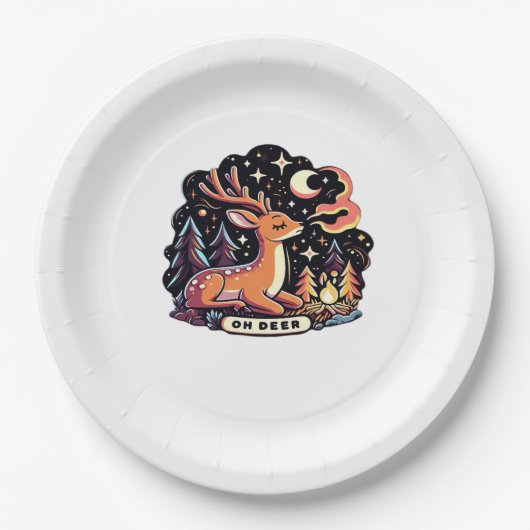 Oh Deer Contemporary Graphic Vibe  Papieren Bordje (Voorkant)