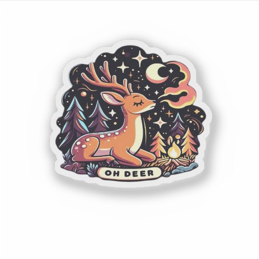 Oh Deer Contemporary Graphic Vibe  Sticker (Voorkant)
