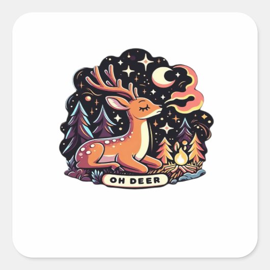 Oh Deer Contemporary Graphic Vibe  Vierkante Sticker (Voorkant)