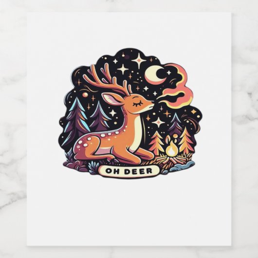 Oh Deer Contemporary Graphic Vibe  Wijn Etiket (Enkel label)